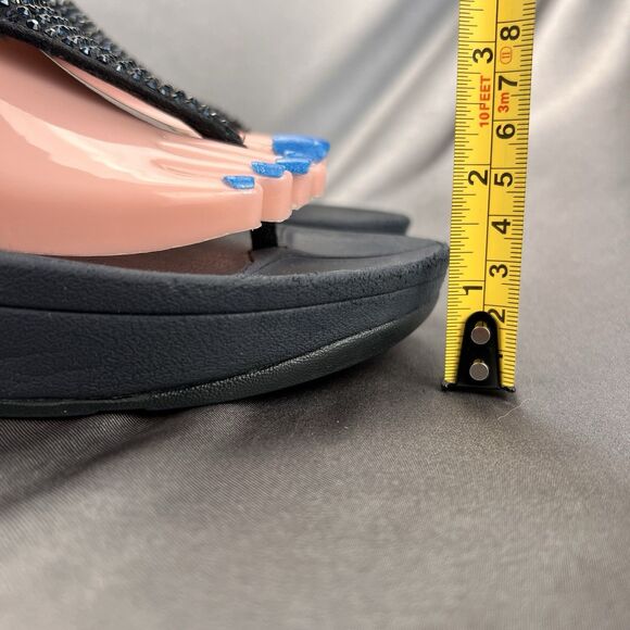 Fitflop Rokkit Navy Blue Crystal Toe Post Sandals Womens 8 Adjustable Strap Shoe - Picture 7 of 17